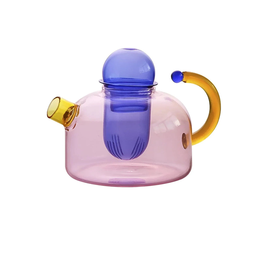 Elara - Transparent Teapot with Cups Made of Borosilicate Glass - Teapot - Pink - Seravelle Home