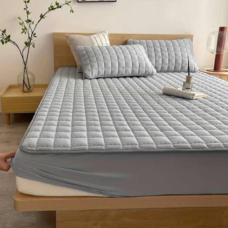 Elastic Quilted Mattress Protector - Mattress protector - Grey - Seravelle Home