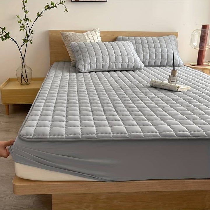 Elastic Quilted Mattress Protector - Mattress protector - Grey - Seravelle Home