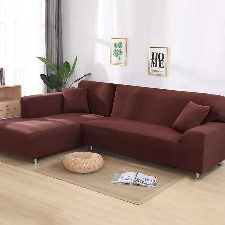 Elastic Sofa Cover for Corner Sofas and Upholstered Furniture - Sofa Cover - Coffee - Seravelle Home