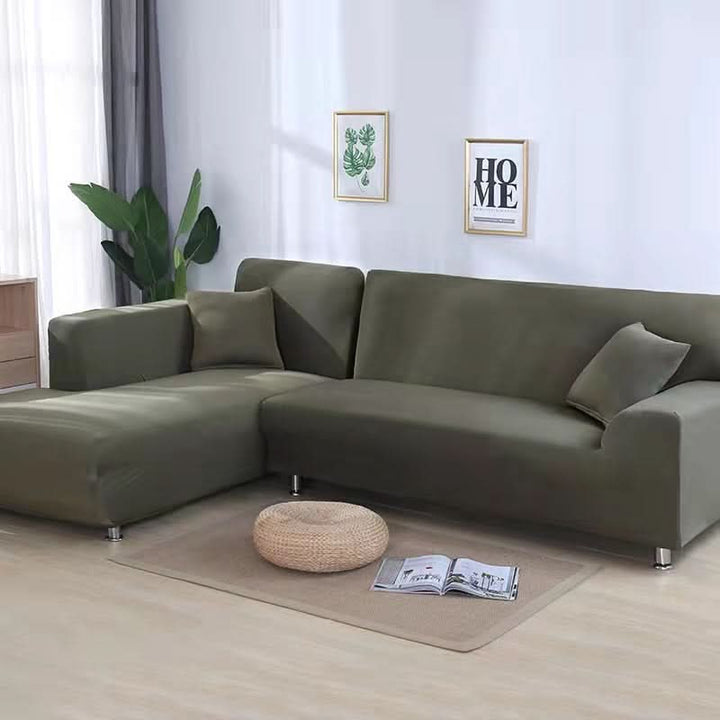 Elastic Sofa Cover for Corner Sofas and Upholstered Furniture - Sofa Cover - Olive Green - Seravelle Home