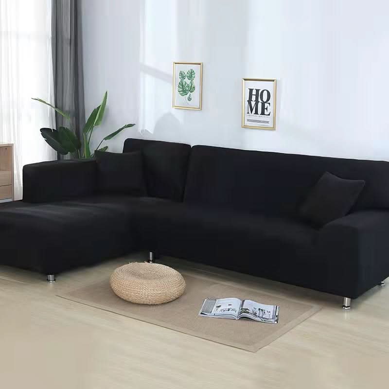Elastic Sofa Cover for Corner Sofas and Upholstered Furniture - Sofa Cover - Black - Seravelle Home