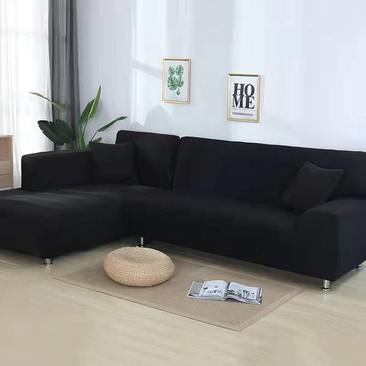 Elastic Sofa Cover for Corner Sofas and Upholstered Furniture - Sofa Cover - Black - Seravelle Home