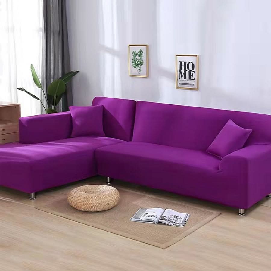 Elastic Sofa Cover for Corner Sofas and Upholstered Furniture - Sofa Cover - Purple - Seravelle Home