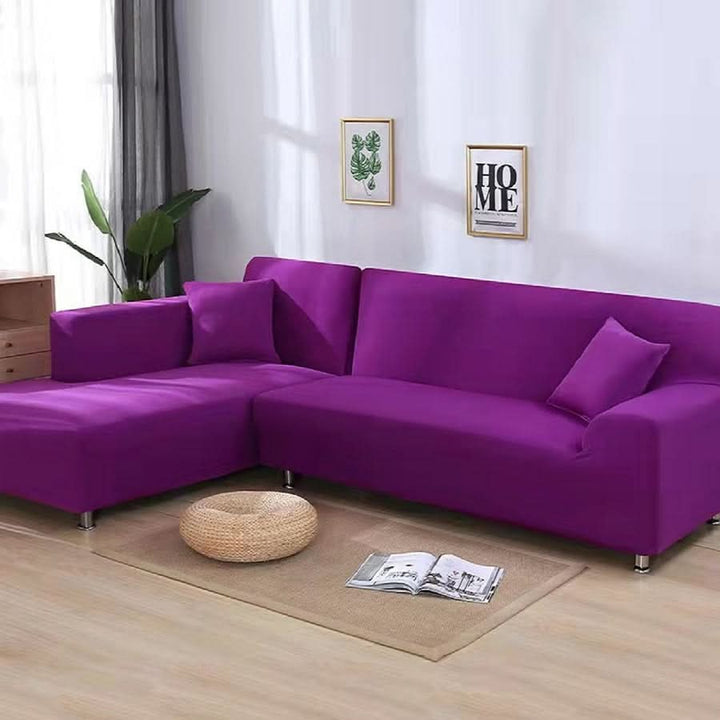 Elastic Sofa Cover for Corner Sofas and Upholstered Furniture - Sofa Cover - Purple - Seravelle Home