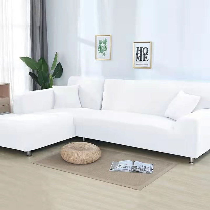 Elastic Sofa Cover for Corner Sofas and Upholstered Furniture - Sofa Cover - White - Seravelle Home