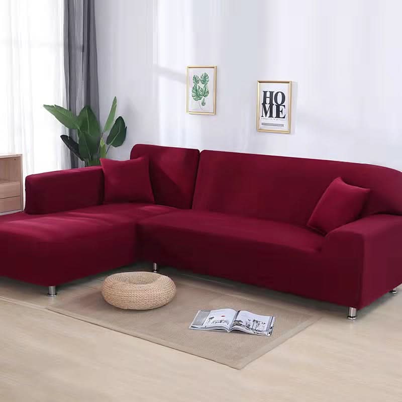 Elastic Sofa Cover for Corner Sofas and Upholstered Furniture - Sofa Cover - Burgundy - Seravelle Home