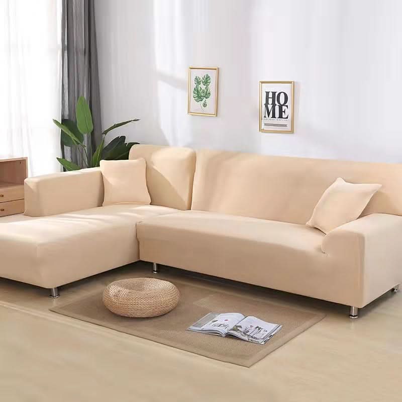 Elastic Sofa Cover for Corner Sofas and Upholstered Furniture - Sofa Cover - Beige - Seravelle Home