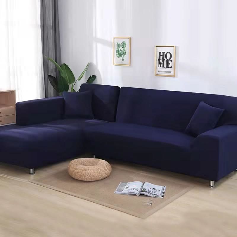 Elastic Sofa Cover for Corner Sofas and Upholstered Furniture - Sofa Cover - Navy Blue - Seravelle Home