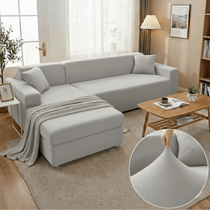 Elastic Sofa Cover for L - Shaped Sofas - Sofa Cover - Light Grey - Seravelle Home