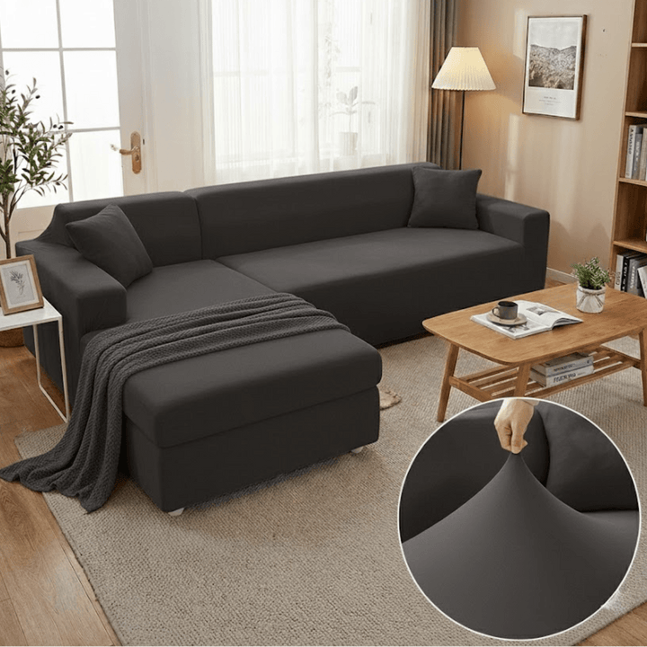 Elastic Sofa Cover for L - Shaped Sofas - Sofa Cover - Dark Grey - Seravelle Home