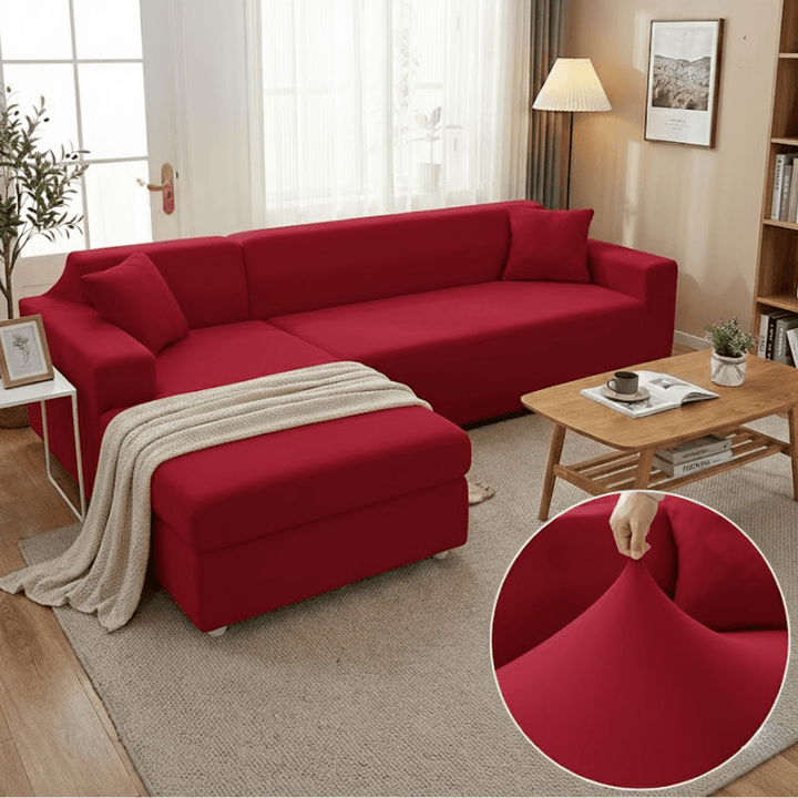 Elastic Sofa Cover for L - Shaped Sofas - Sofa Cover - Red - Seravelle Home