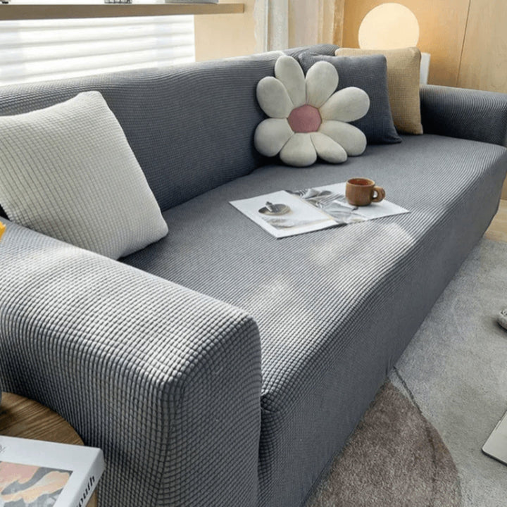 Elastic Sofa Cover with Textured Surface for Upholstered Furniture - Sofa Cover - Light Grey - Seravelle Home