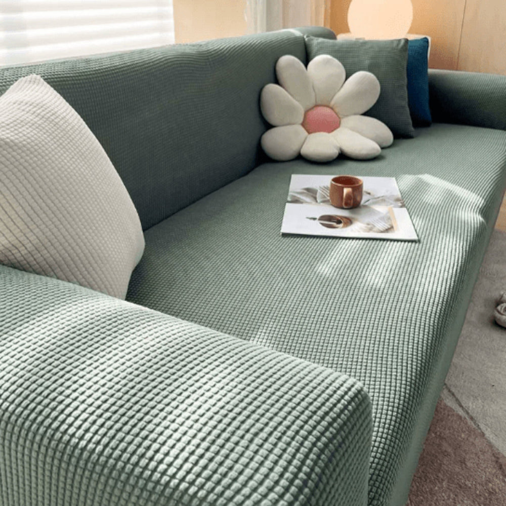 Elastic Sofa Cover with Textured Surface for Upholstered Furniture - Sofa Cover - Green - Seravelle Home