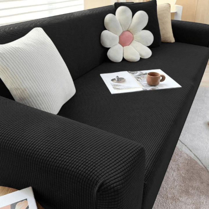 Elastic Sofa Cover with Textured Surface for Upholstered Furniture - Sofa Cover - Black - Seravelle Home