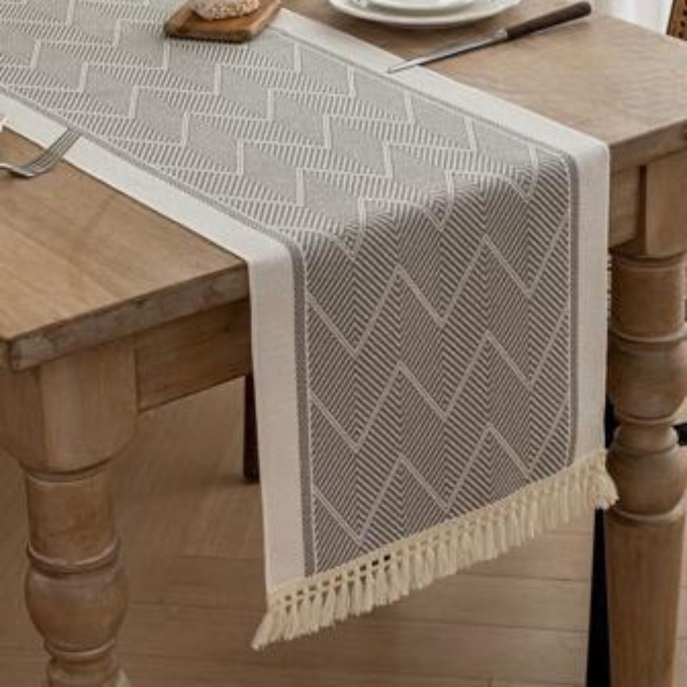 Elegant table runner with woven texture for home ambiance