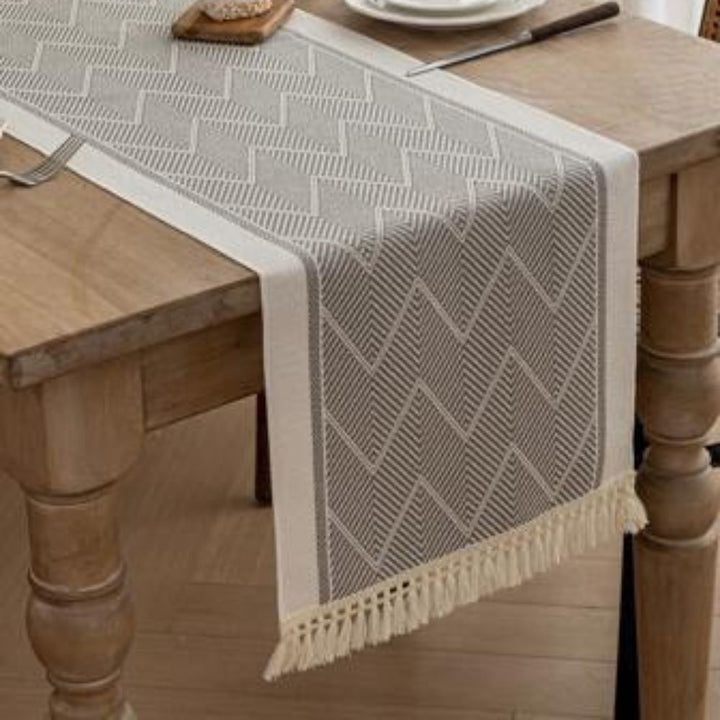Elegant table runner with woven texture for home ambiance
