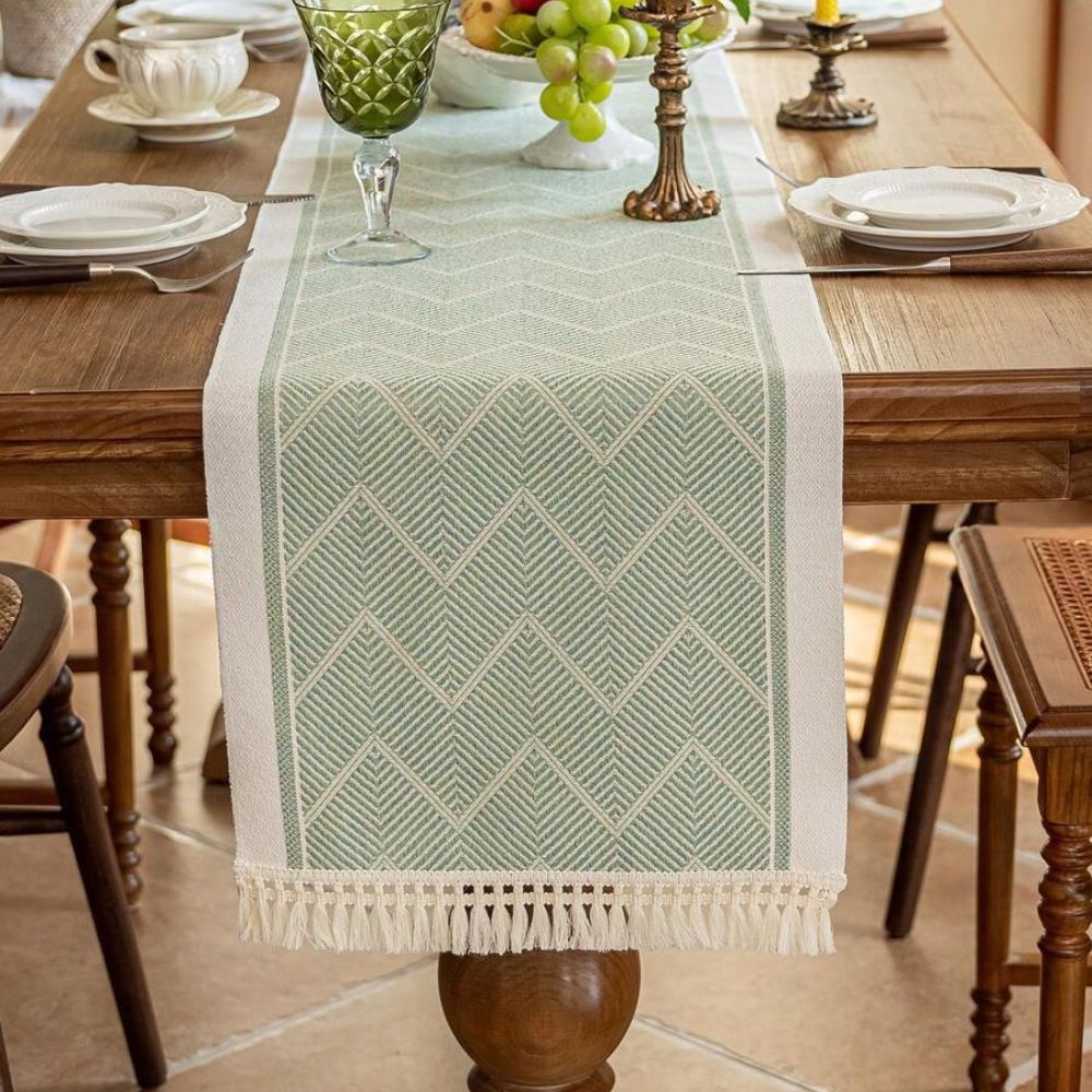 Elegant table runner with woven texture for home ambiance