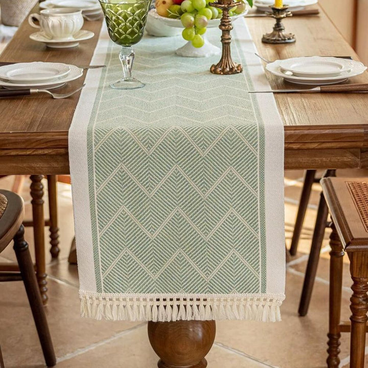 Elegant table runner with woven texture for home ambiance