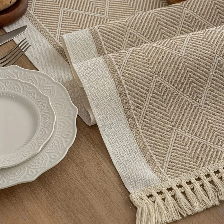 Elegant table runner with woven texture for home ambiance