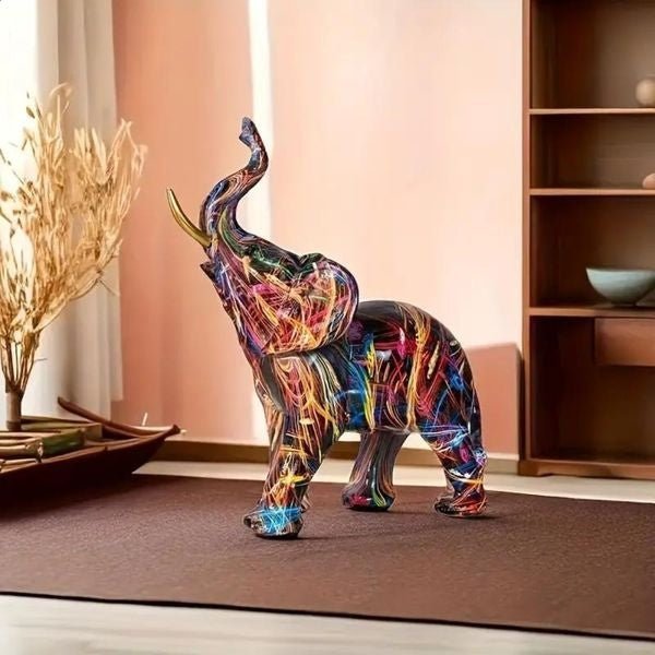 ElevaArt – Colourful Graffiti Elephant Figurine for Modern Art Lovers - Figurines - Seravelle Home