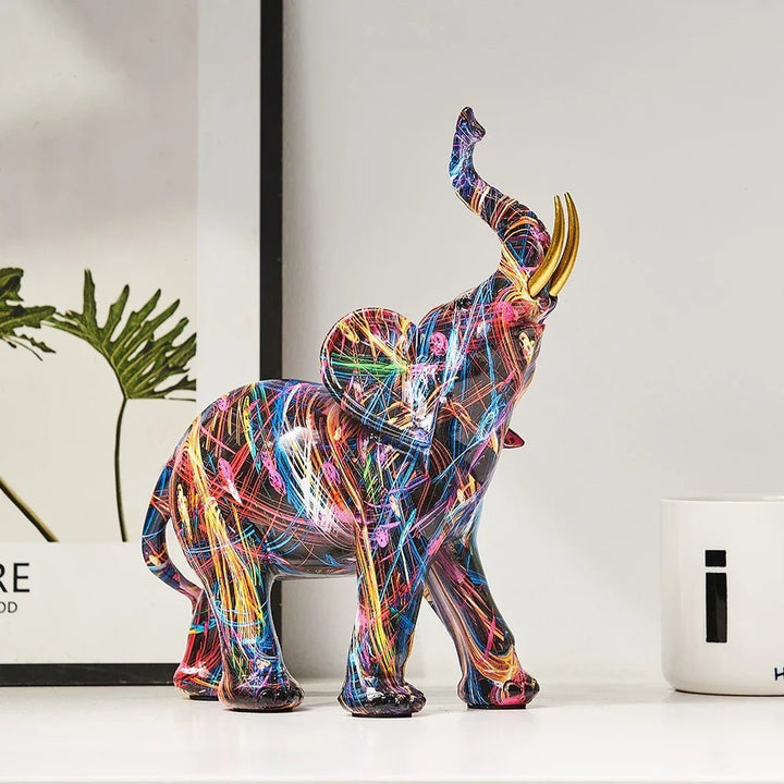 ElevaArt – Colourful Graffiti Elephant Figurine for Modern Art Lovers - Figurines - Seravelle Home