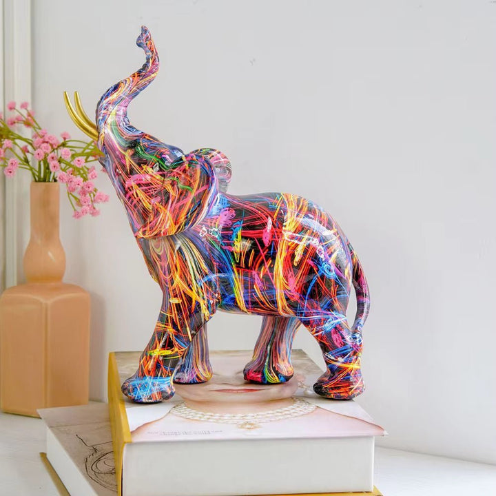 ElevaArt – Colourful Graffiti Elephant Figurine for Modern Art Lovers - Figurines - Seravelle Home