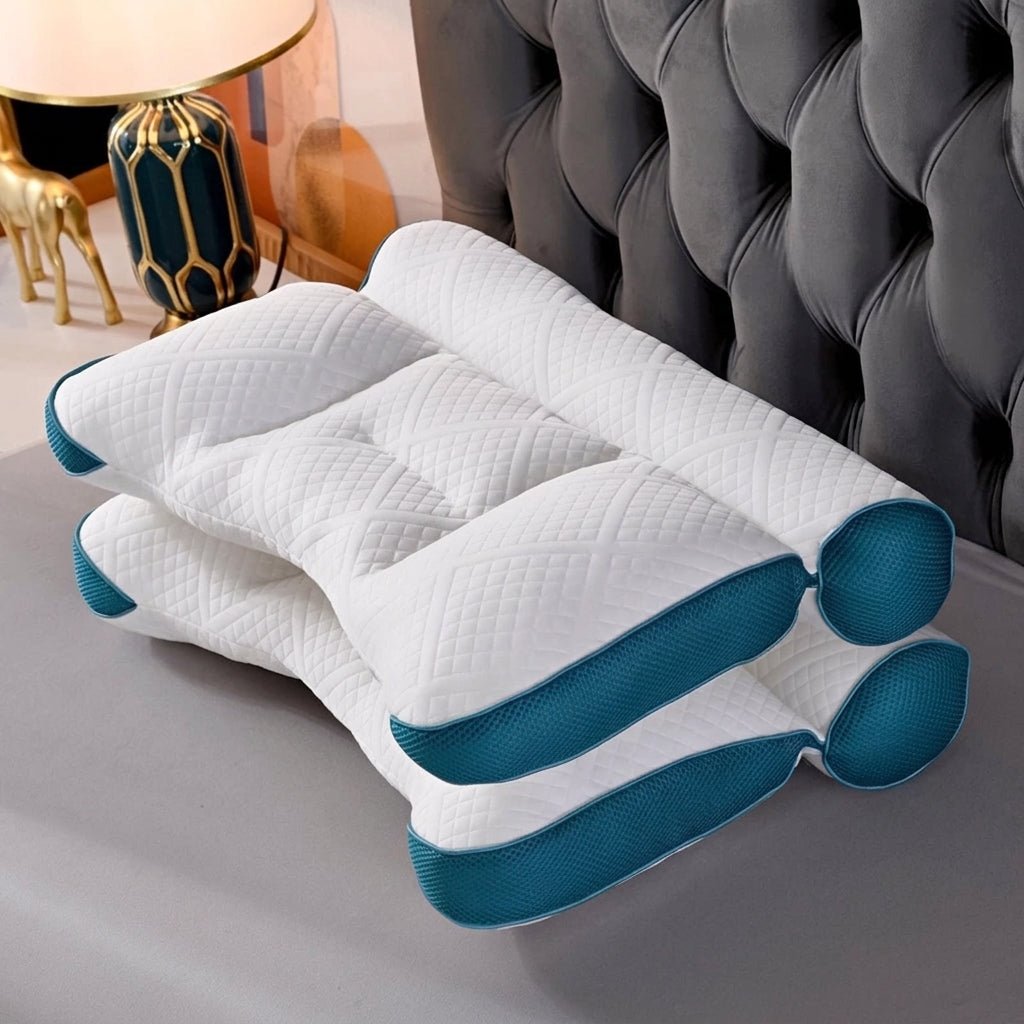 Ergonomic Contour Support Pillow for Neck and Shoulder Comfort - Neck & Cervical Pillow - Blue - Seravelle Home