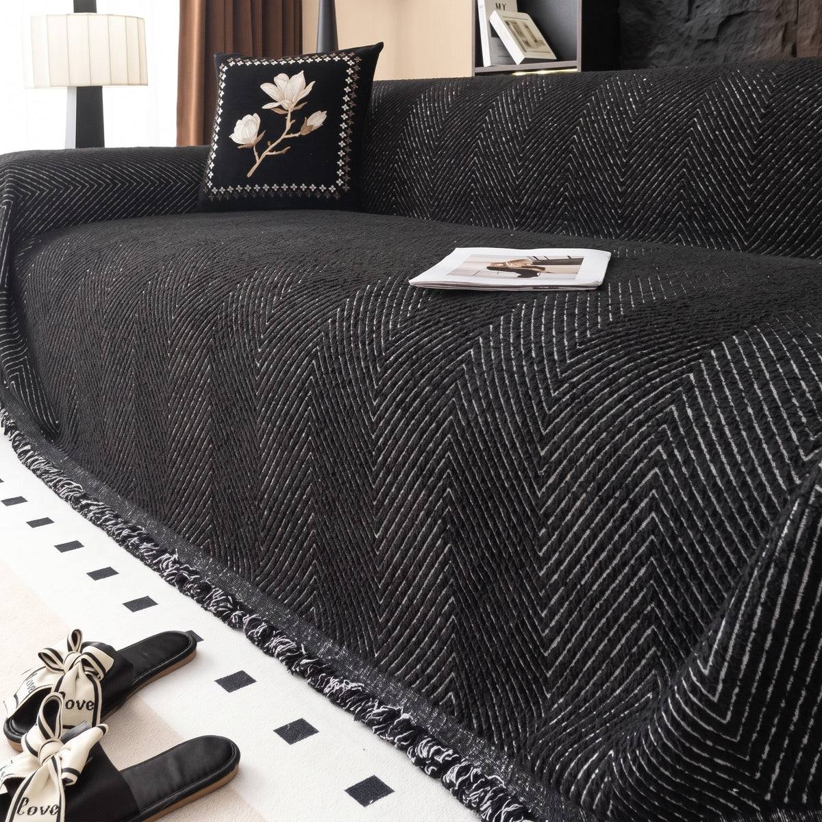 Herringbone Sofa Throw Cover for Couch and Armchair Protection