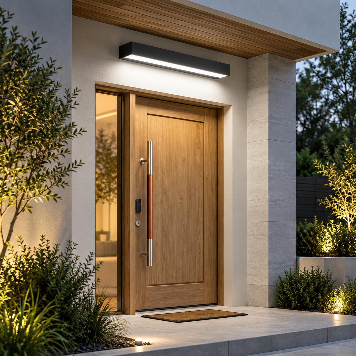 Modern Horizontal Linear LED Outdoor Wall Light for Porch Entryways