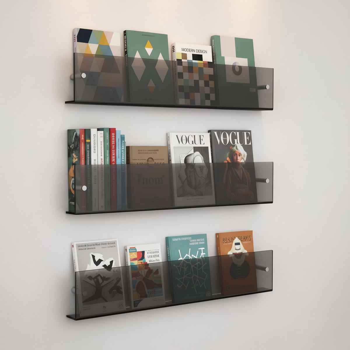Acrylic Wall Mounted Magazine Rack Floating Display Shelf
