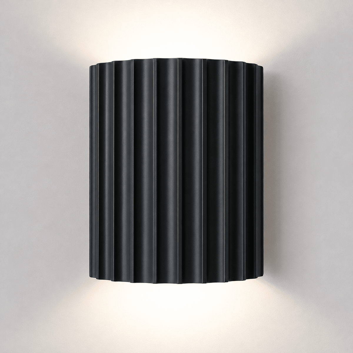 Fluted Wall Light with Ribbed Cylinder Shade Design - Wall Light Fixtures - Black - Seravelle Home