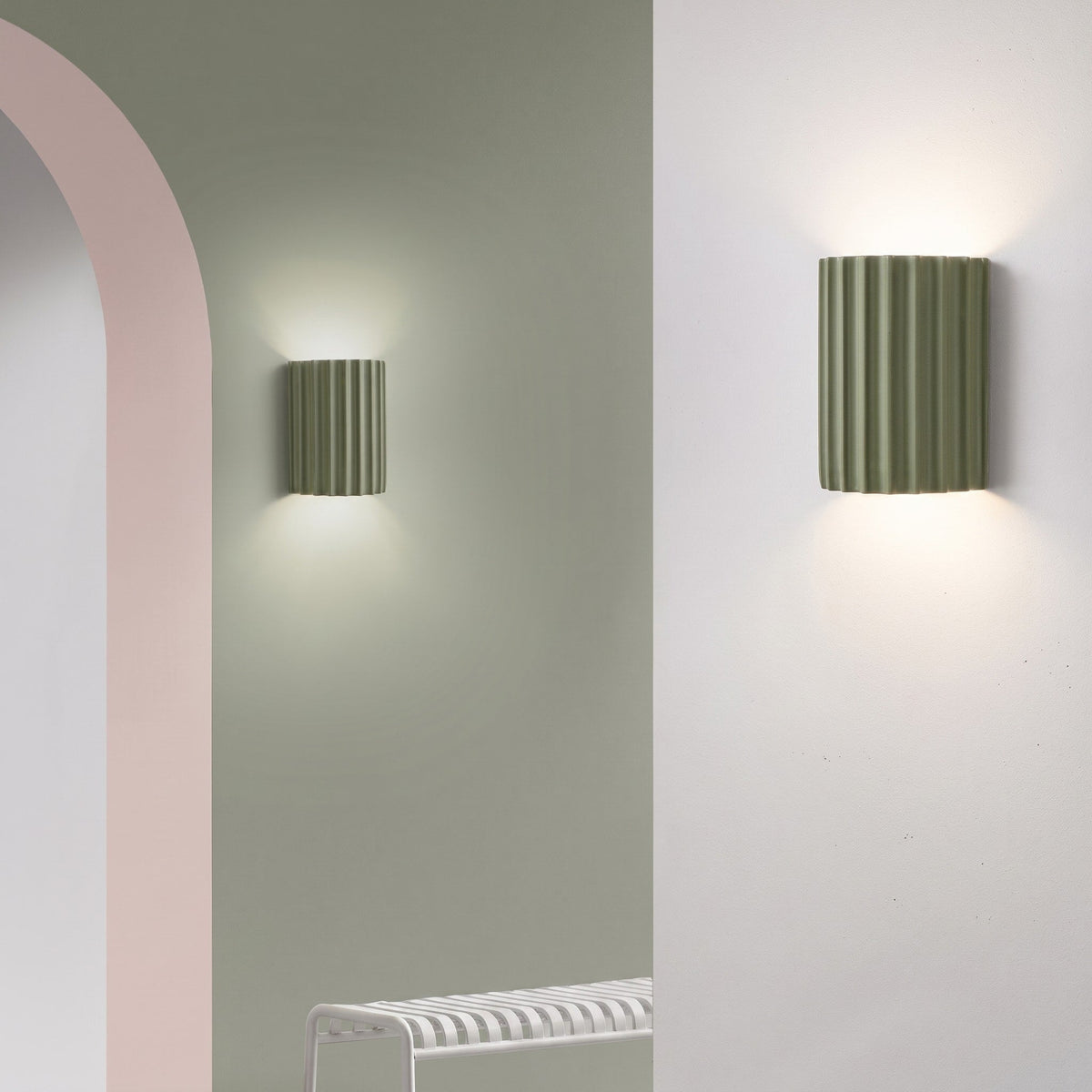 Fluted Wall Light with Ribbed Cylinder Shade Design - Wall Light Fixtures - Orange - Seravelle Home