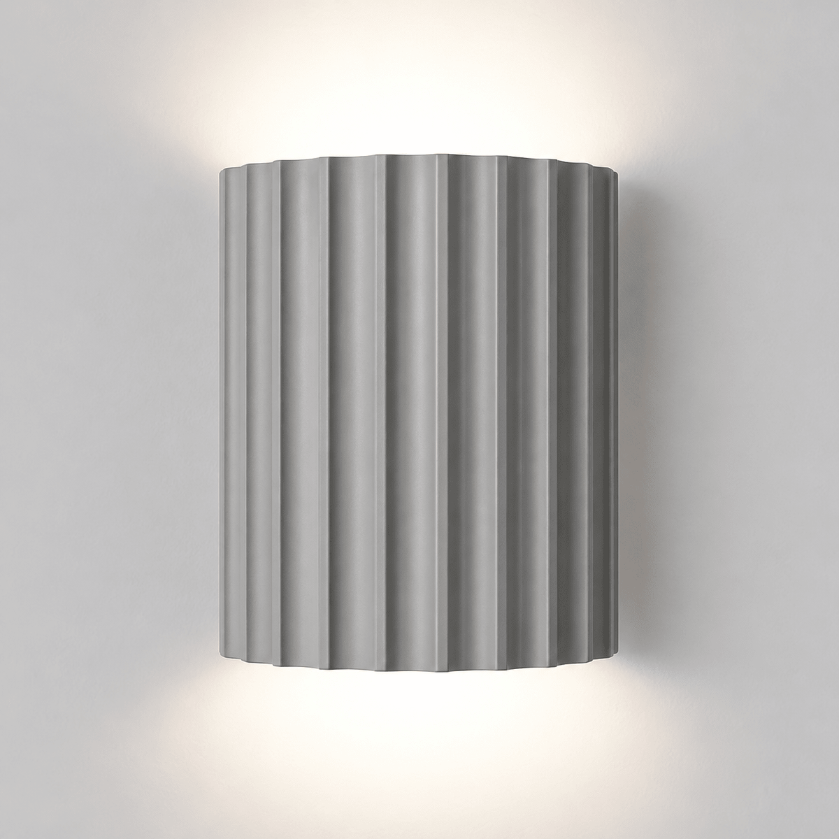 Fluted Wall Light with Ribbed Cylinder Shade Design - Wall Light Fixtures - Grey - Seravelle Home