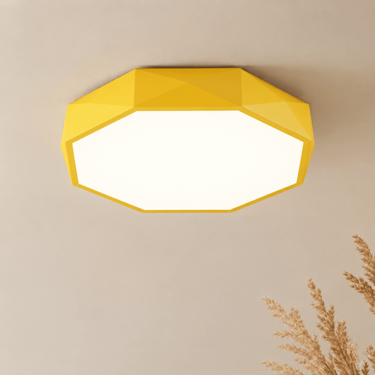 Geometric Faceted LED Ceiling Light Flush Mount Fixture - Ceiling Light Fixtures - Yellow - Seravelle Home