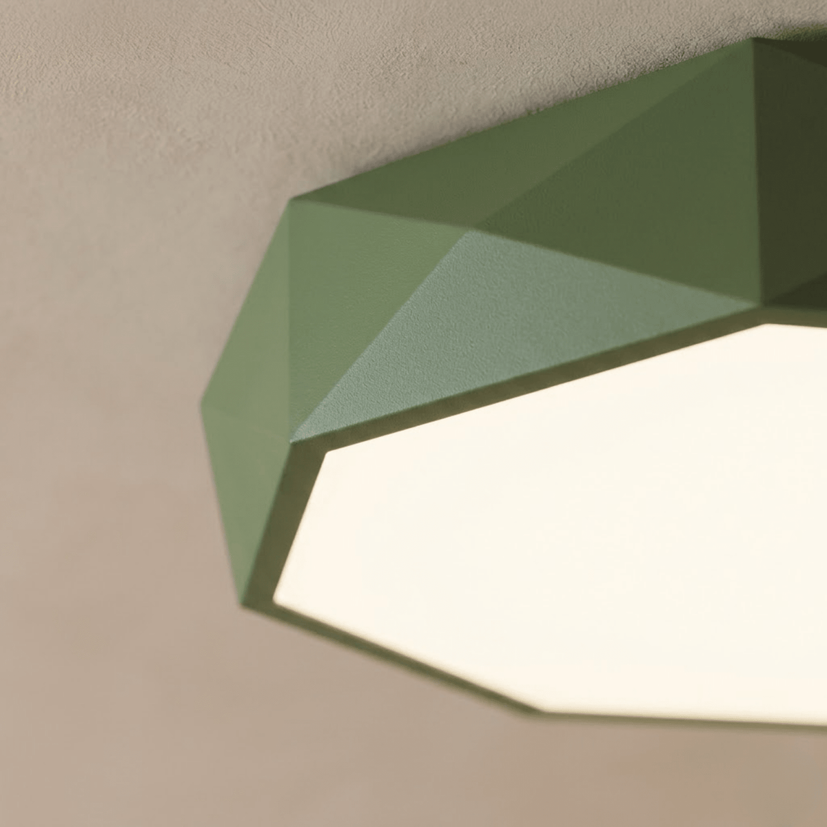 Geometric Faceted LED Ceiling Light Flush Mount Fixture - Ceiling Light Fixtures - Green - Seravelle Home