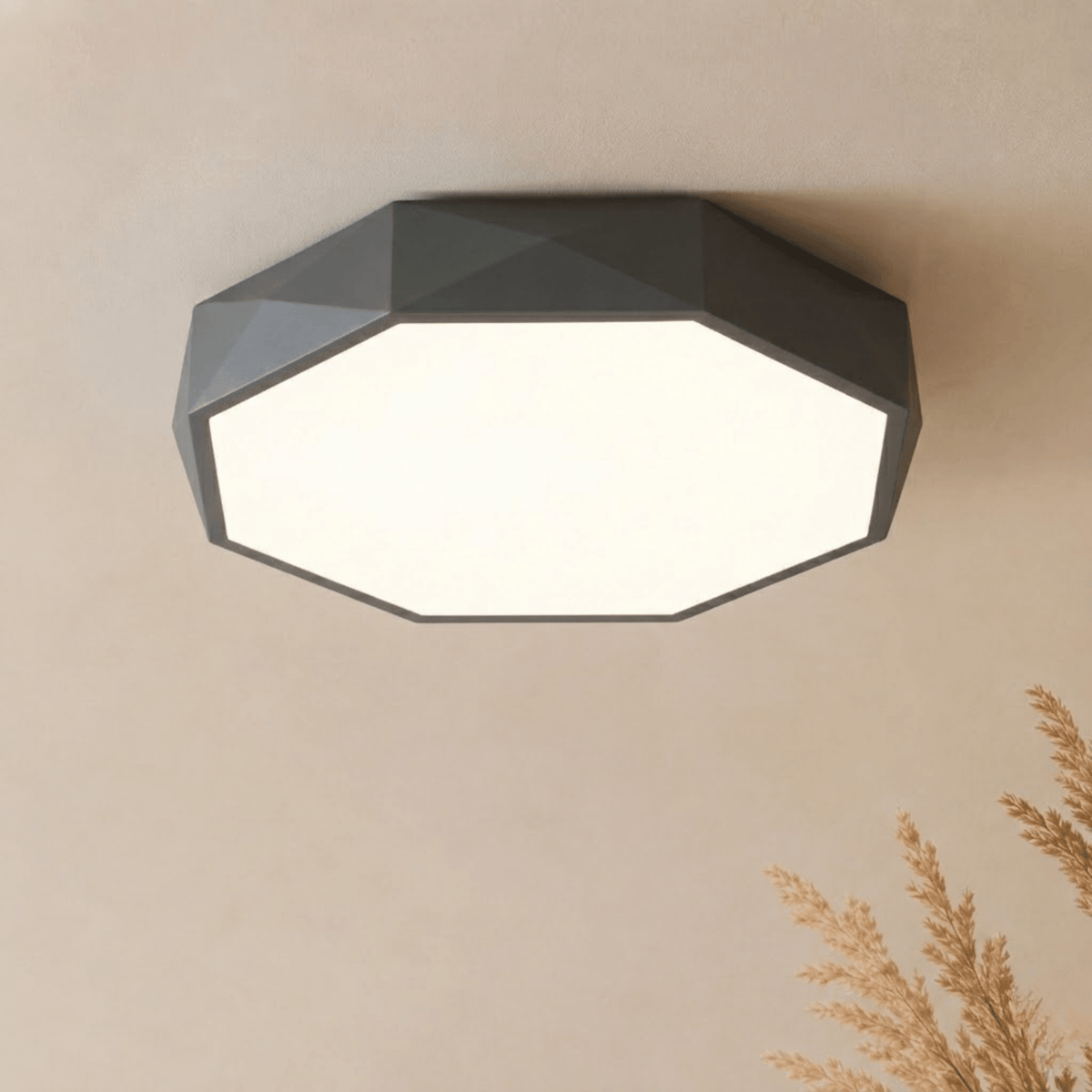 Geometric Faceted LED Ceiling Light Flush Mount Fixture - Ceiling Light Fixtures - Grey - Seravelle Home