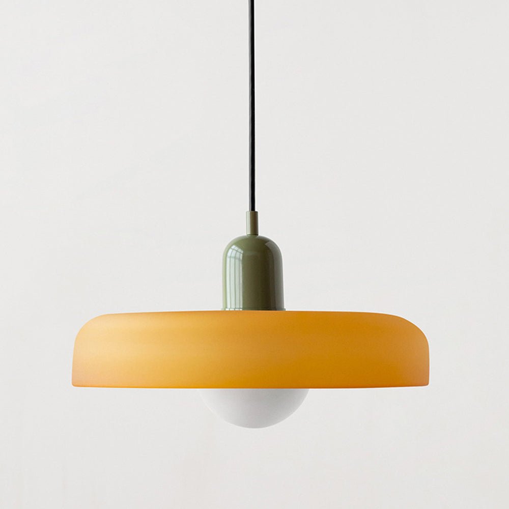 Glass Disc Pendant Light with Dome Shade - Orange - Seravelle Home