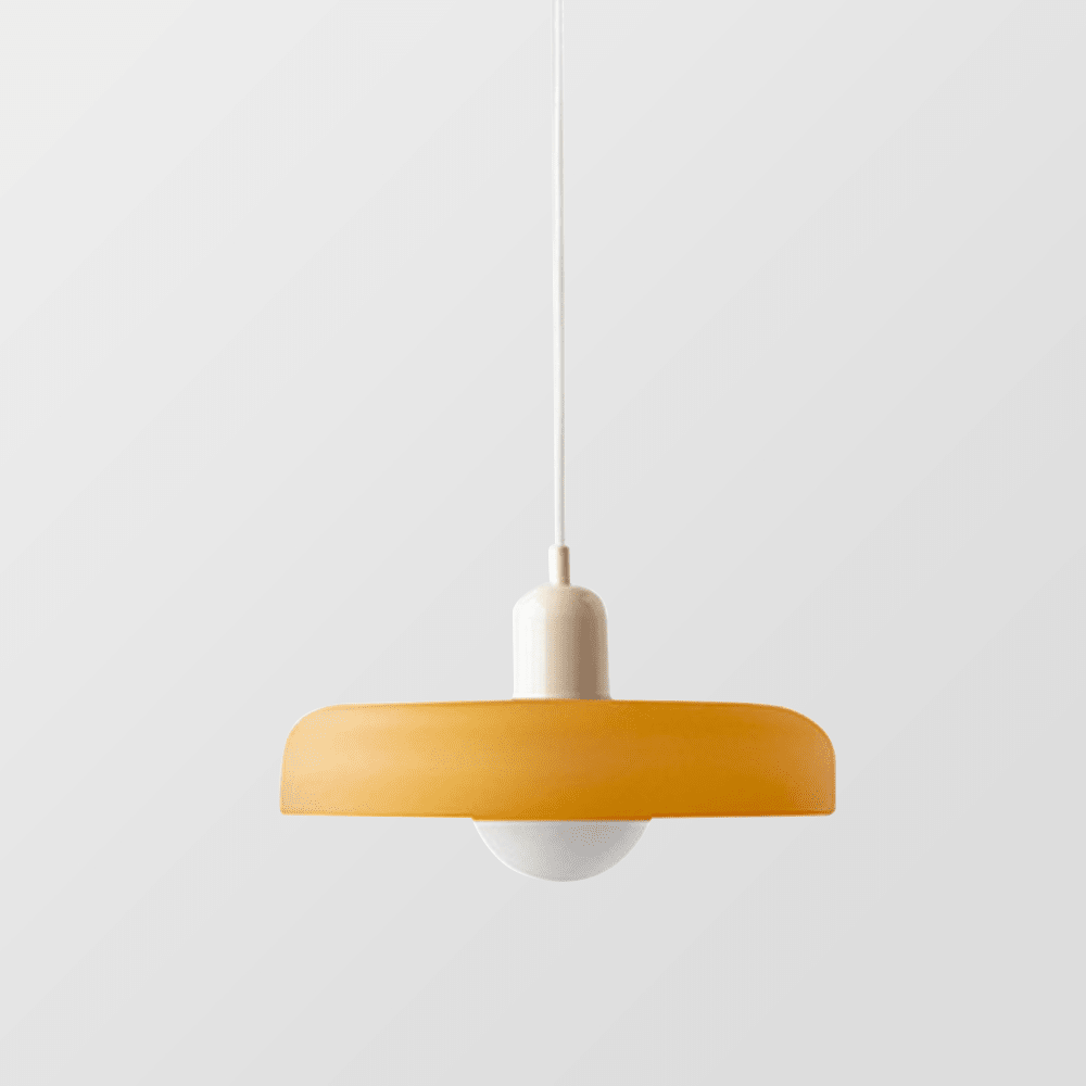 Glass Disc Pendant Light with Dome Shade - Orange - Seravelle Home