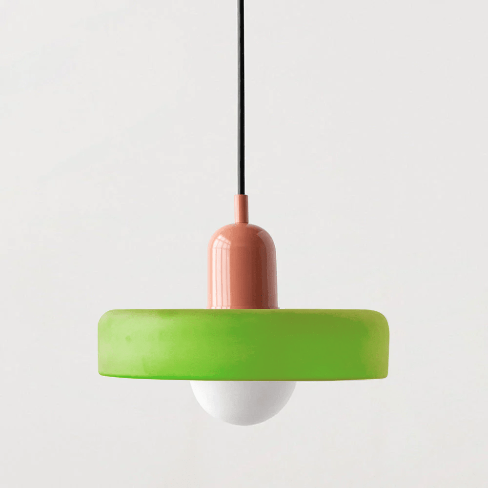 Glass Disc Pendant Light with Dome Shade - Orange - Seravelle Home