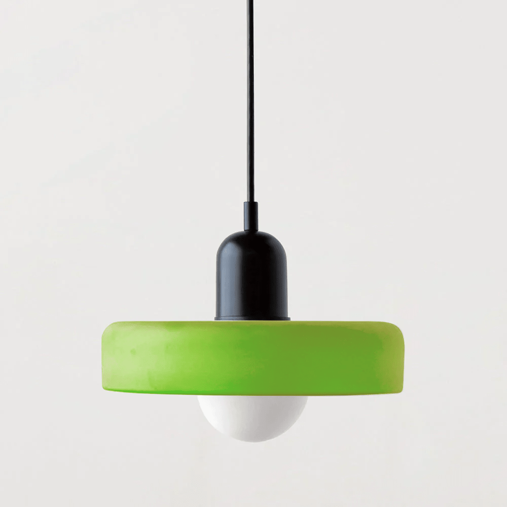 Glass Disc Pendant Light with Dome Shade - Orange - Seravelle Home