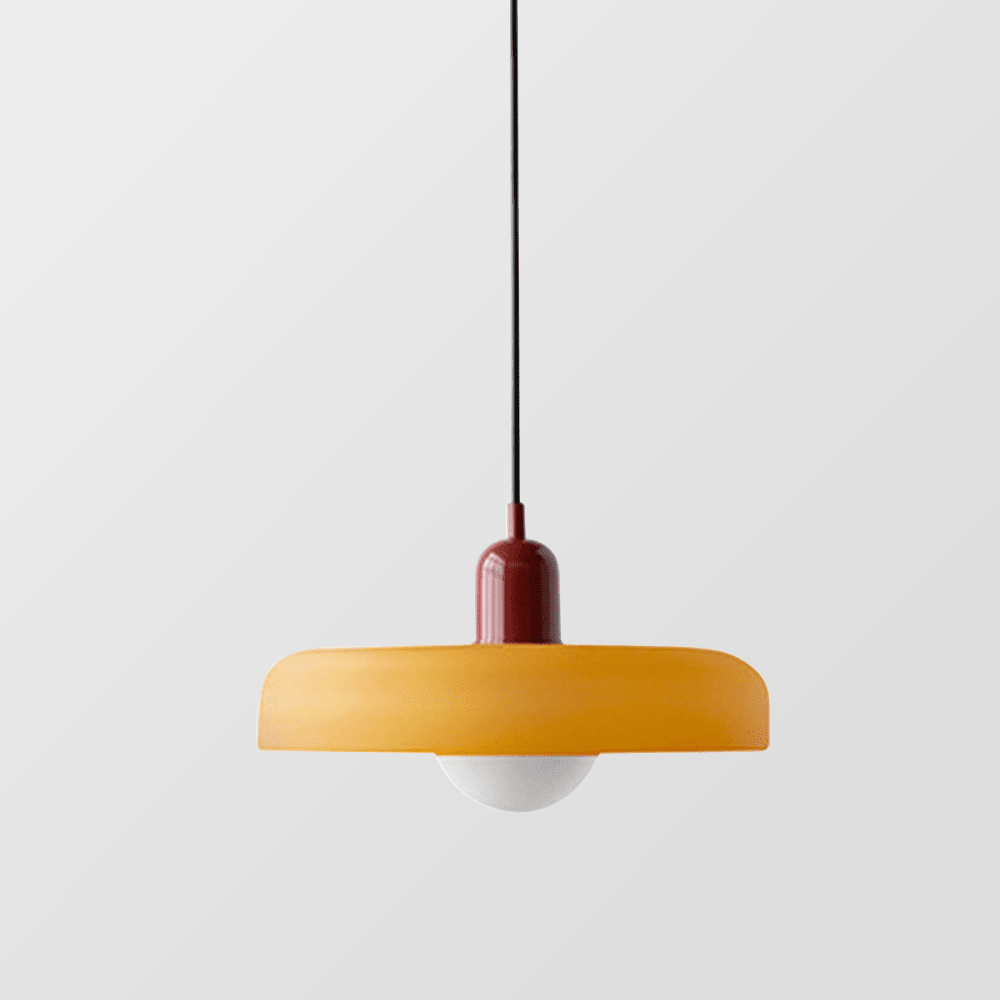 Glass Disc Pendant Light with Dome Shade - Orange - Seravelle Home