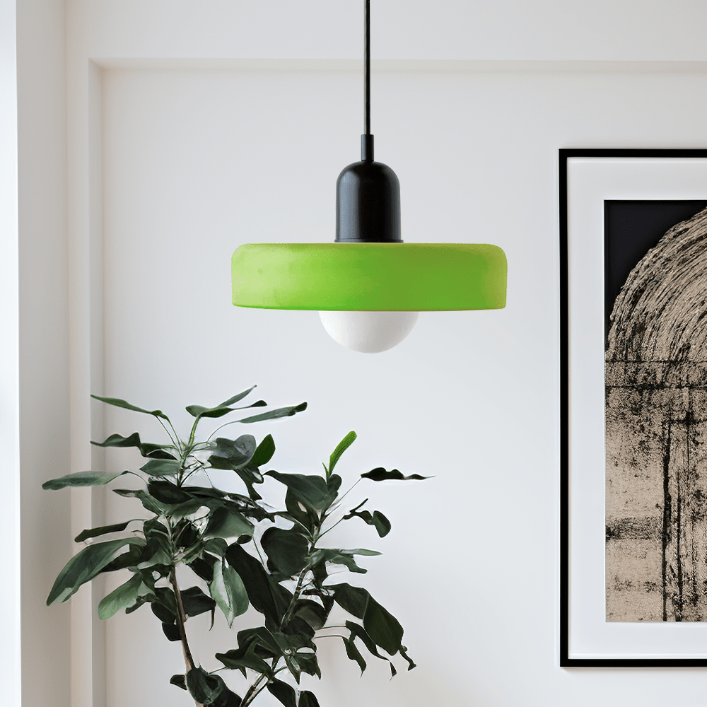 Glass Disc Pendant Light with Dome Shade - Orange - Seravelle Home