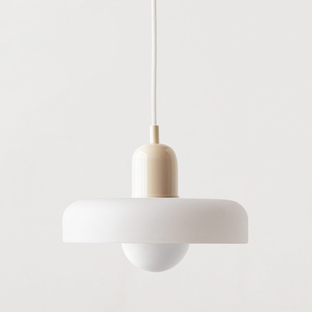 Glass Disc Pendant Light with Dome Shade - White - Seravelle Home