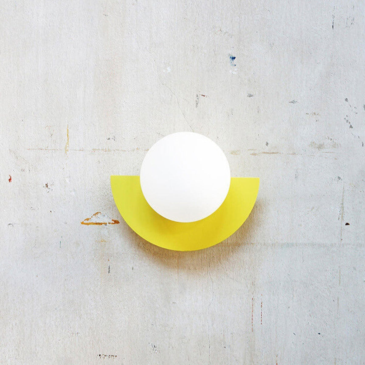 Half Moon Wall Sconce with Round Glass Globe Shade - Wall Light Fixtures - Yellow - Seravelle Home