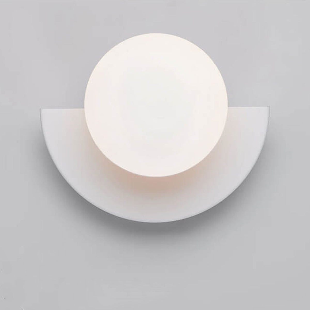 Half Moon Wall Sconce with Round Glass Globe Shade - Wall Light Fixtures - White - Seravelle Home