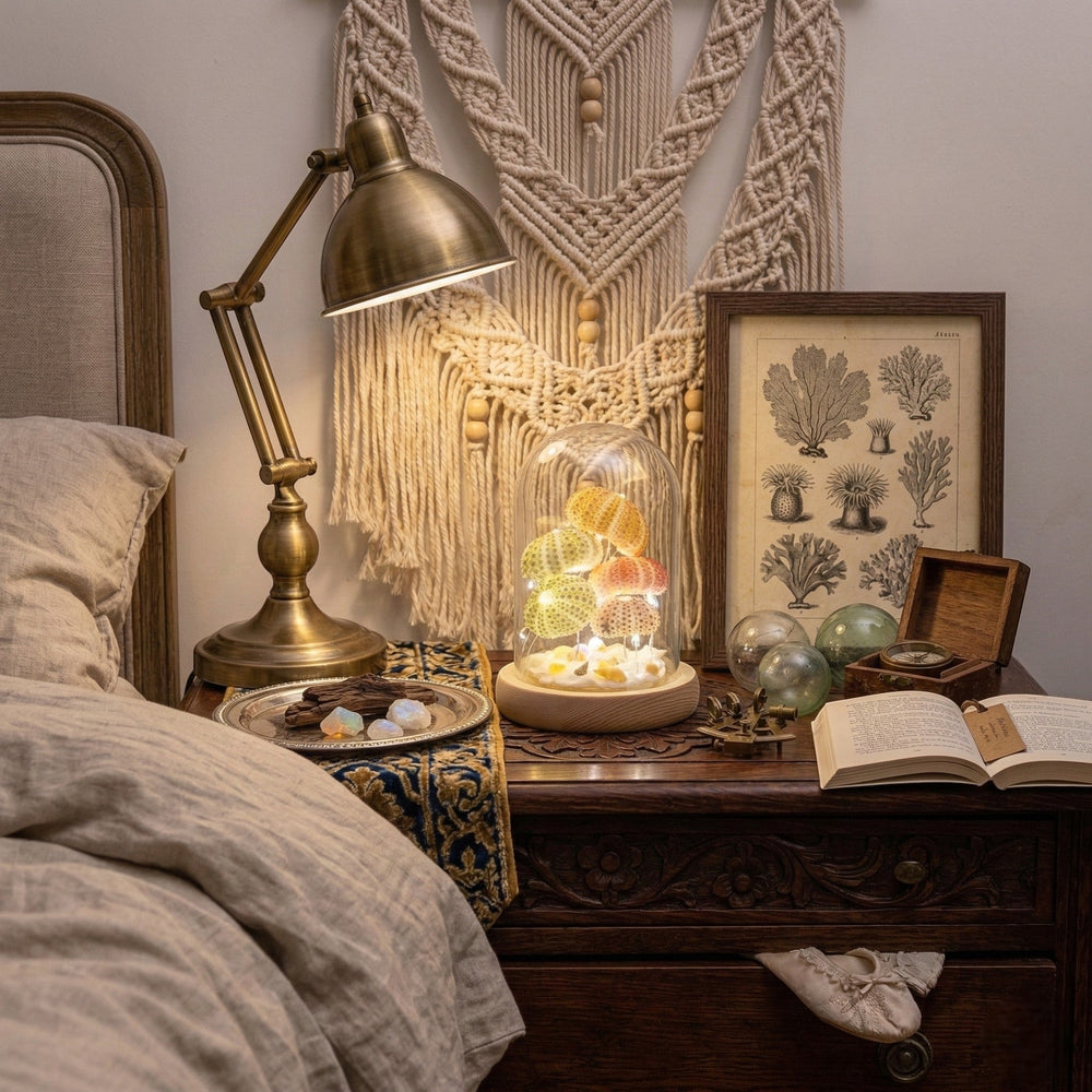 Handcrafted DIY Hedgehog Night Light under Glass Dome - Table Lamp - Seravelle Home