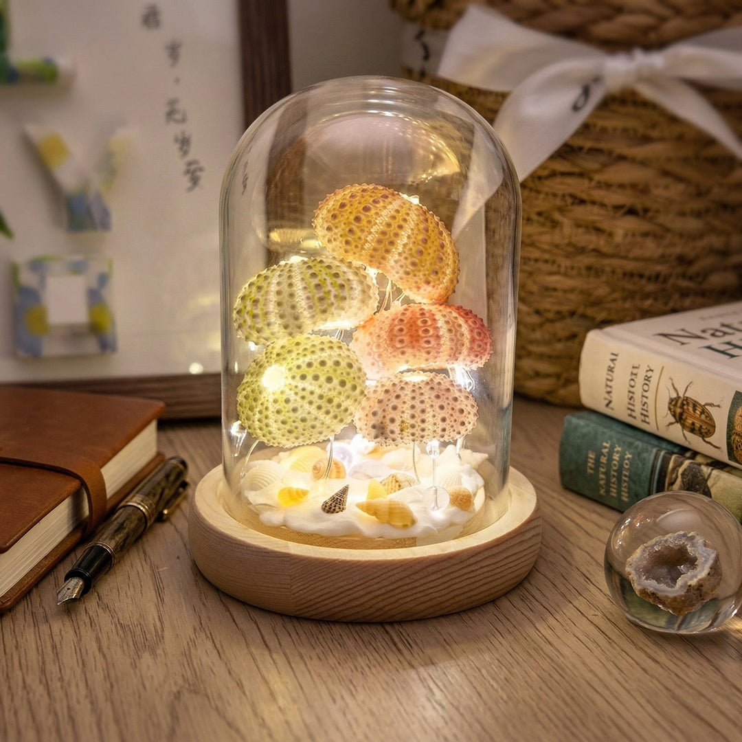 Handcrafted DIY Hedgehog Night Light under Glass Dome - Table Lamp - Seravelle Home