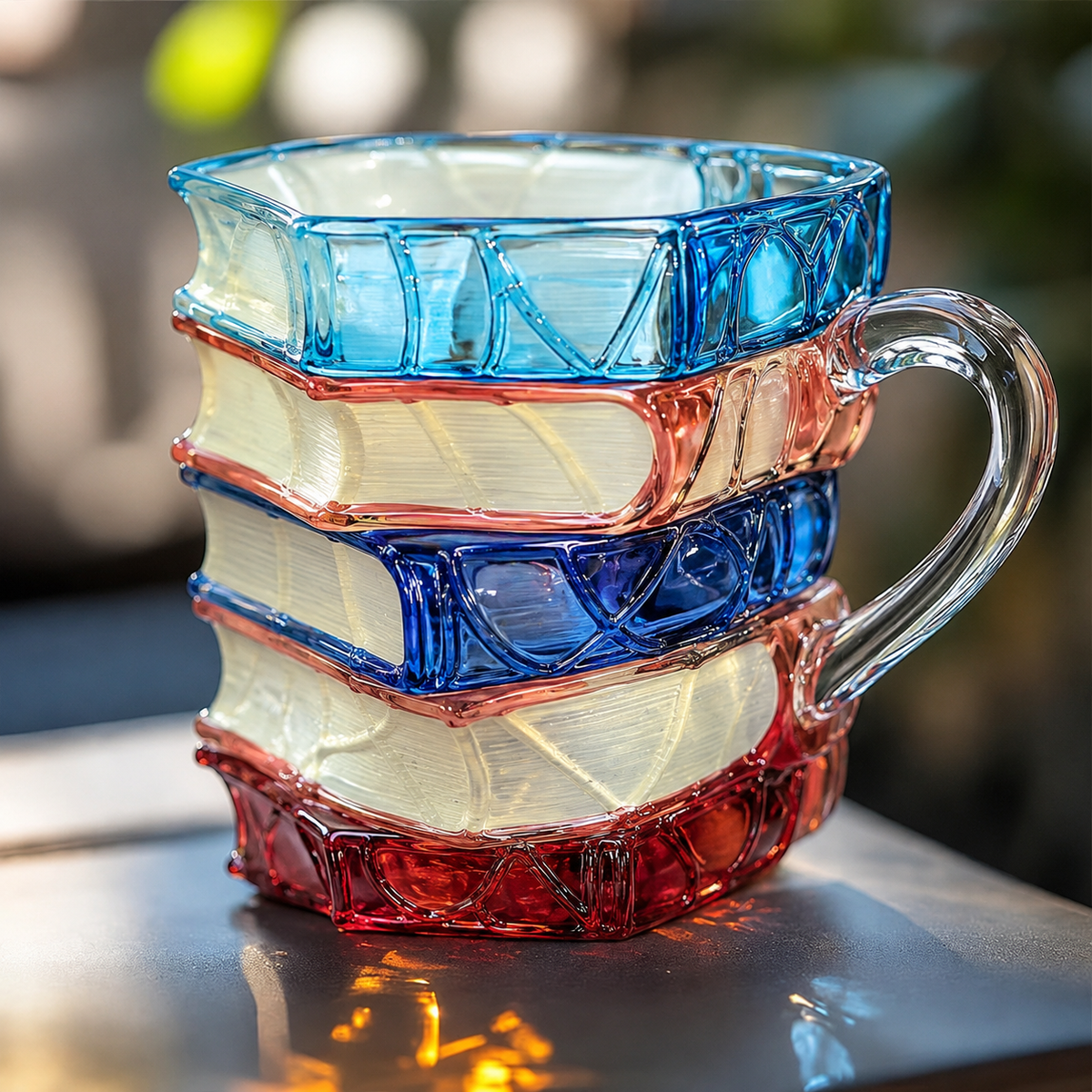 Handmade 3D Reading Mugs Made of Glass with Book Motif - Mugs - Seravelle Home
