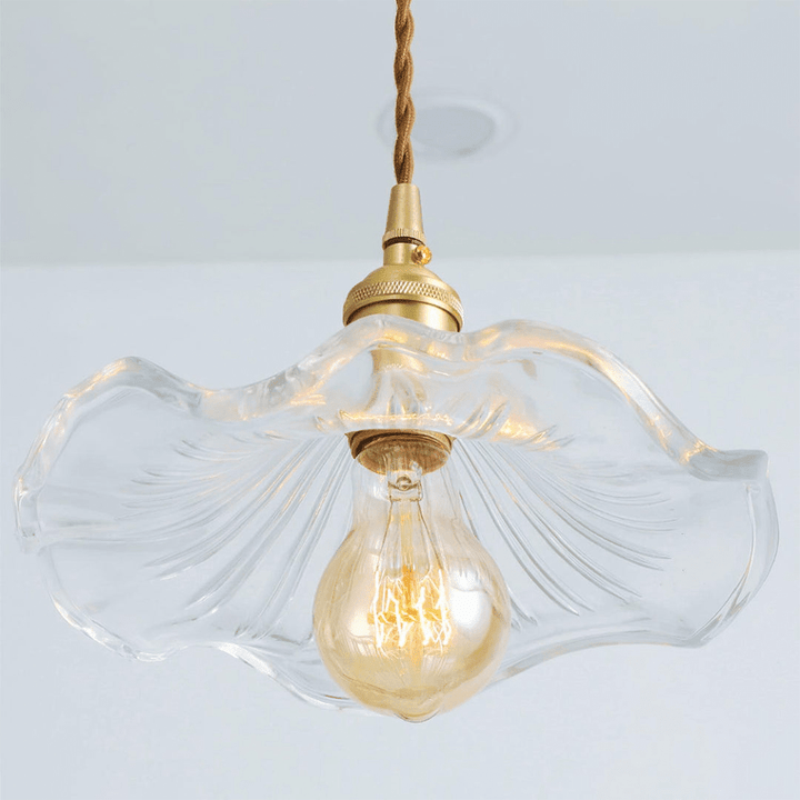 Hanging Light in Hibiscus Flower Design - Pendant Light - Transparent White - Seravelle Home